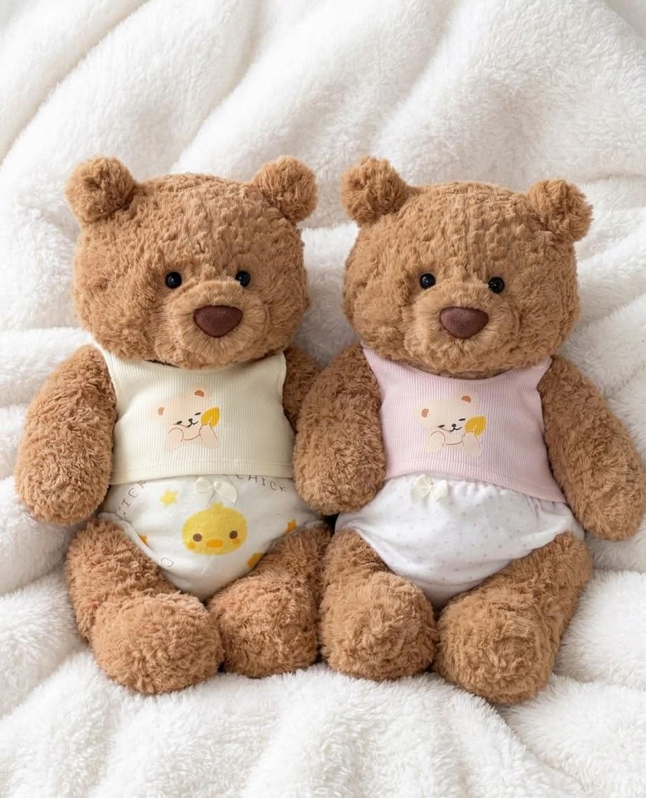 Baby Bib and Diaper Set for Jellycat Bartholomew Bear, Pink or Yellow Pastel