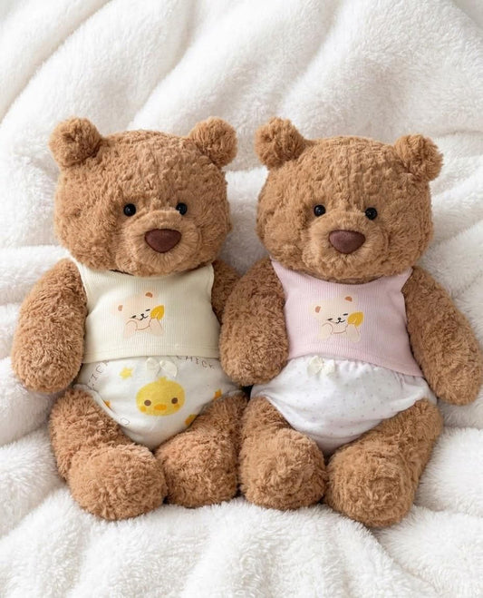Baby Bib and Diaper Set for Jellycat Bartholomew Bear, Pink or Yellow Pastel