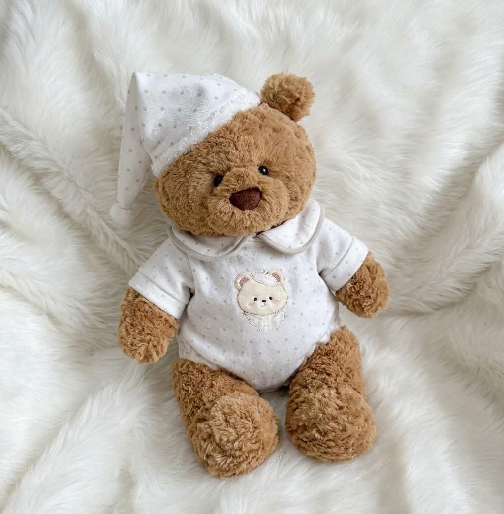 Baby Outfit for Jellycat Bartholomew Bear, Bib, Diaper and Sleep Cap Set – photo 4