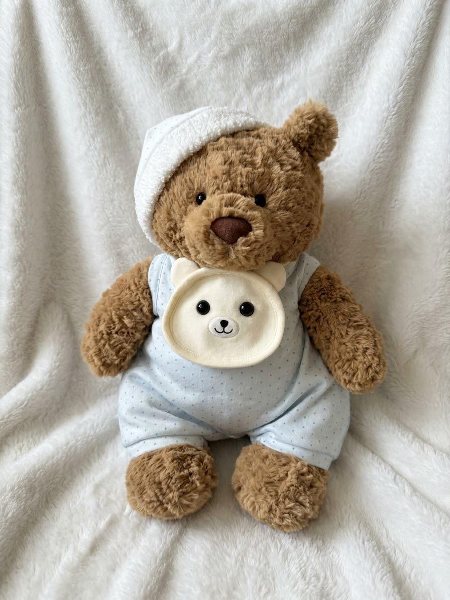 Baby Outfit for Jellycat Bartholomew Bear, Bib, Diaper and Sleep Cap Set – photo 3