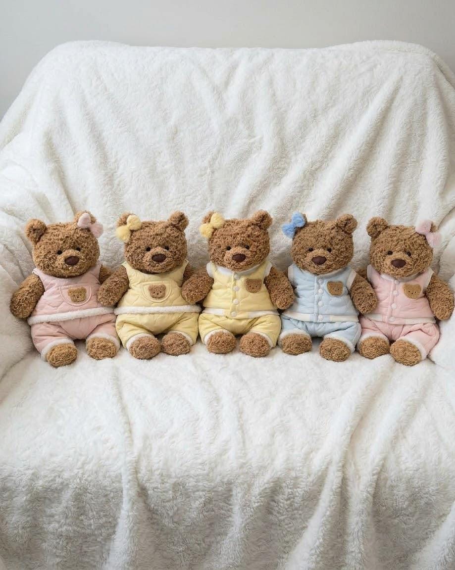 Romper and Shorts Set for Jellycat Bartholomew Bear, Pink, Yellow or Blue