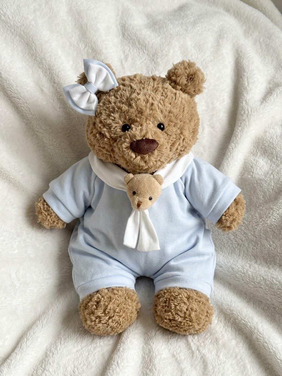 Ruffle Collar Romper for Jellycat Bartholomew Bear, Pastel Blue, Pink or Yellow – photo 2