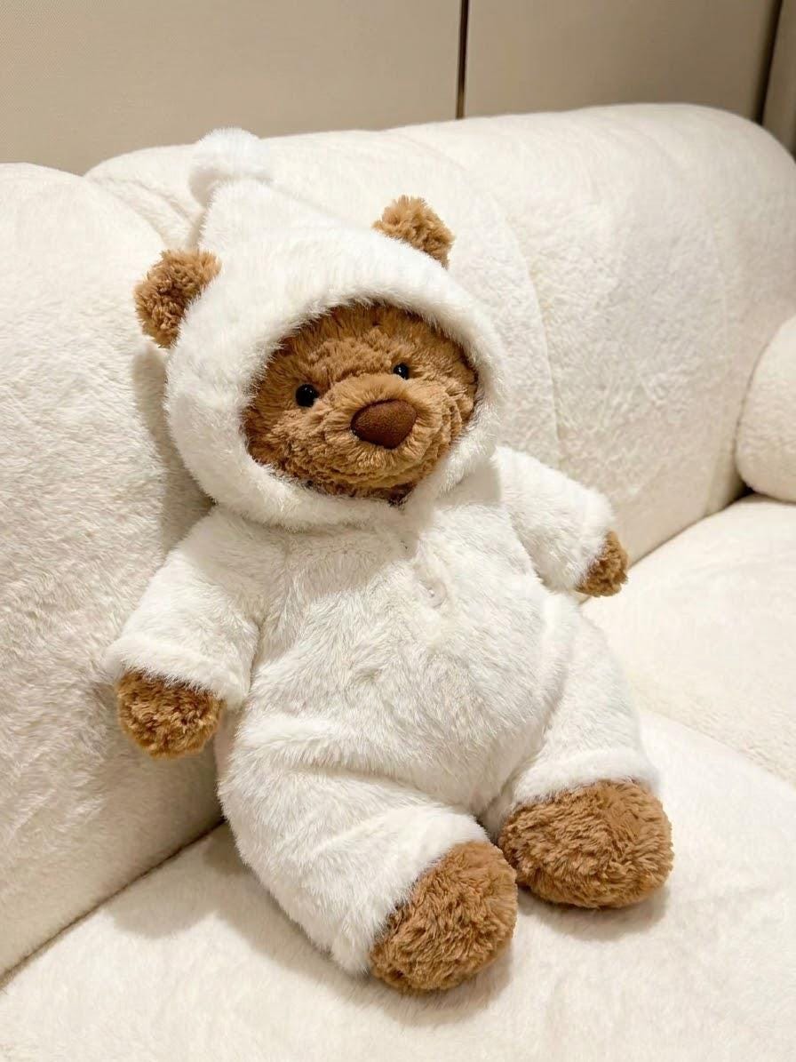 Hooded Romper for Jellycat Bartholomew Bear, Yellow or White Onesie – photo 3