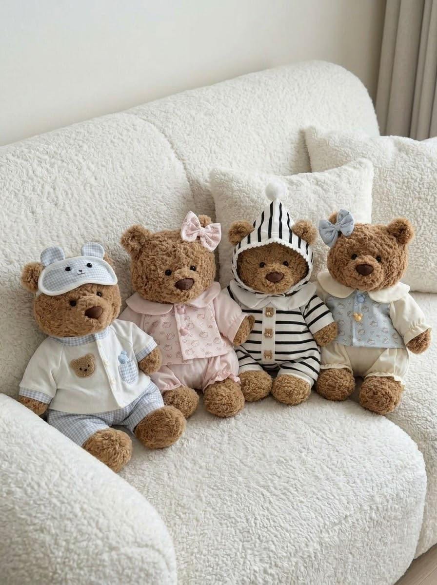 Pajamas with Sleep Mask for Jellycat Bartholomew Bear, Cozy Sleepwear Set