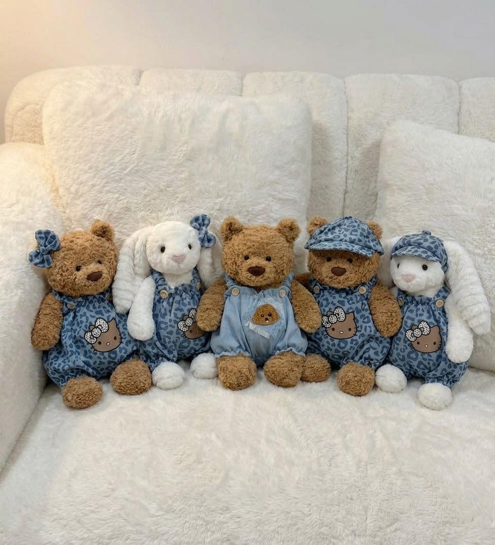 Blue Carrier Outfit for Jellycat Bartholomew Bear & Bashful Bunny, Solid or Floral – photo 3