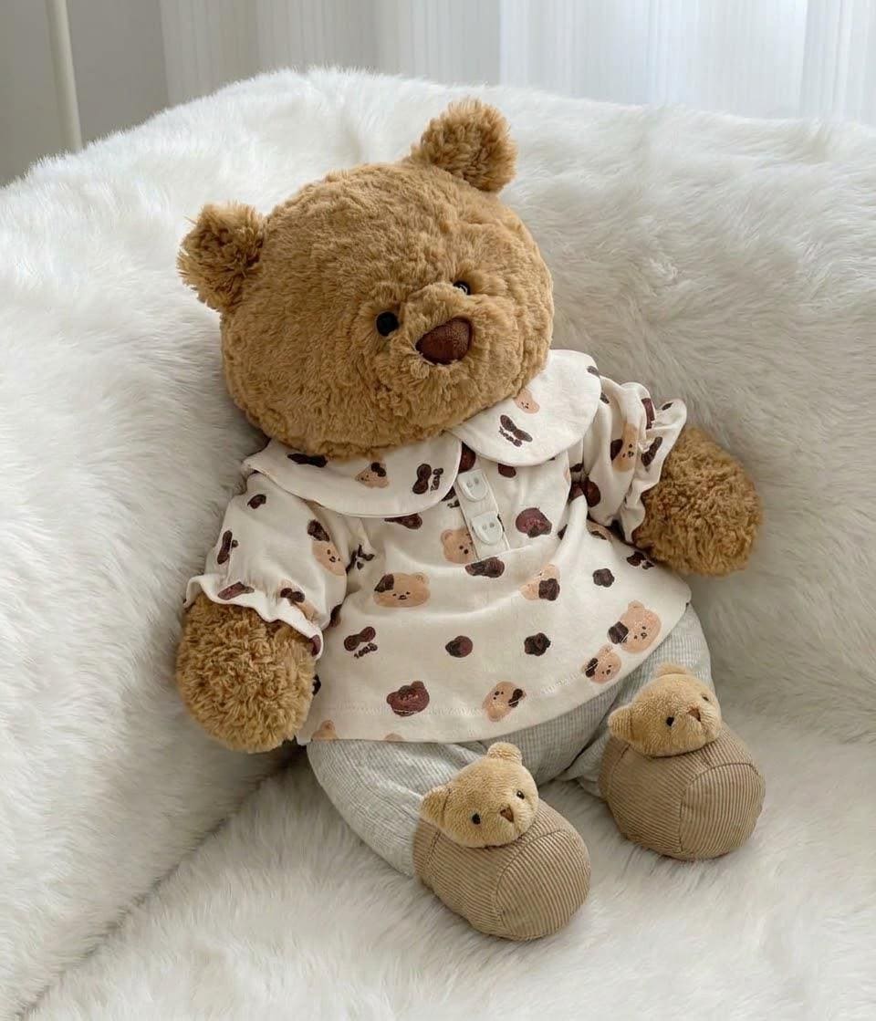 Floral Pajama Set for Jellycat Bartholomew Bear, Round Collar Top and Shorts – photo 3