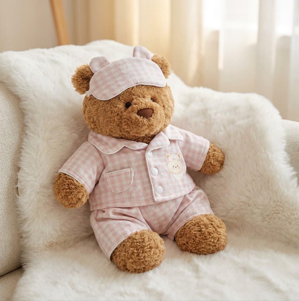 Romper and Bonnet for Jellycat Bartholomew Bear, Gingham or Pink Baby Style – photo 8