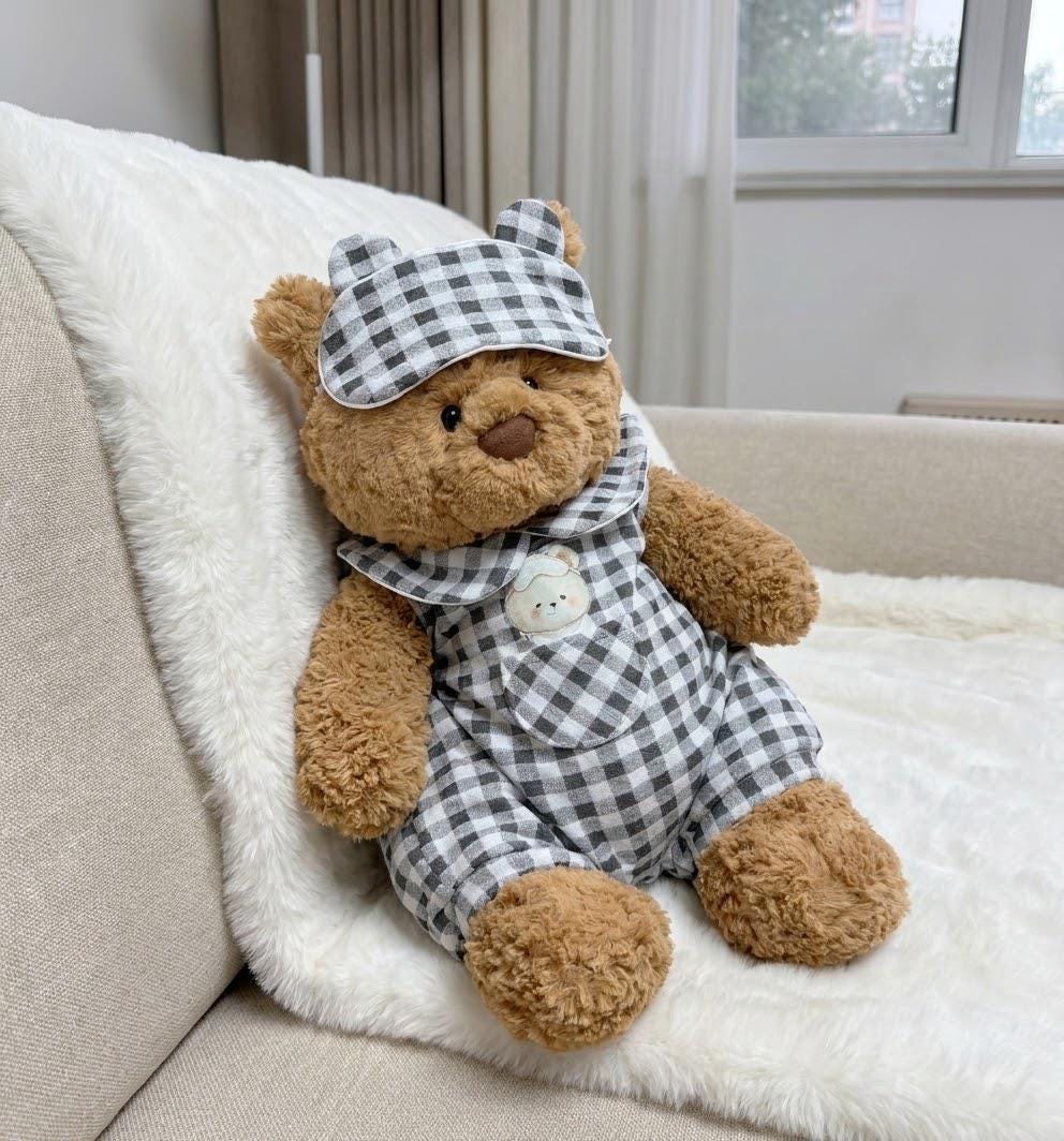 Romper and Bonnet for Jellycat Bartholomew Bear, Gingham or Pink Baby Style – photo 7