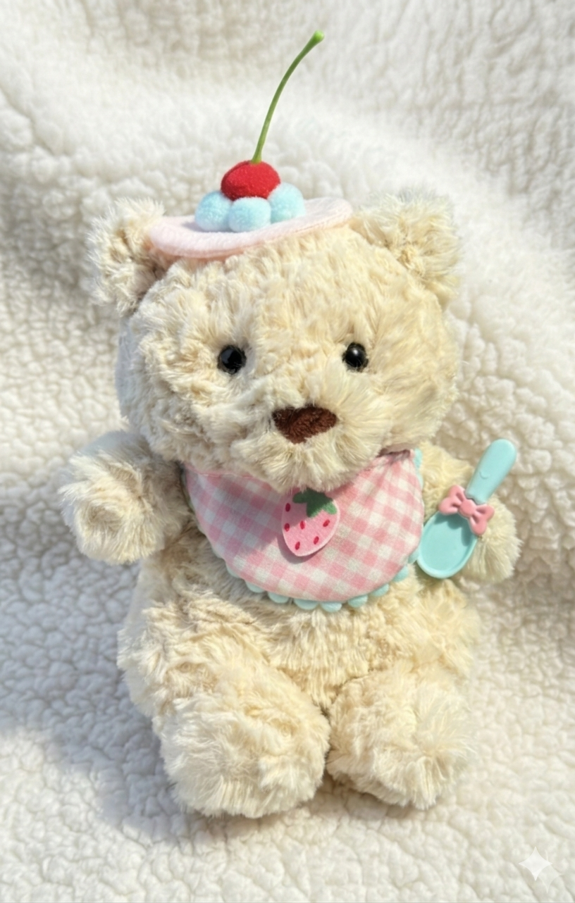 Junior Bartholomew bear outfit -Pink checkered strawberry bib set
